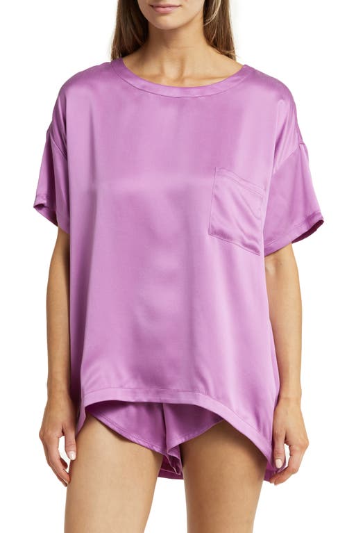 Lunya Washable Silk Tee Short Pajamas in Atmospheric Fuchsia 