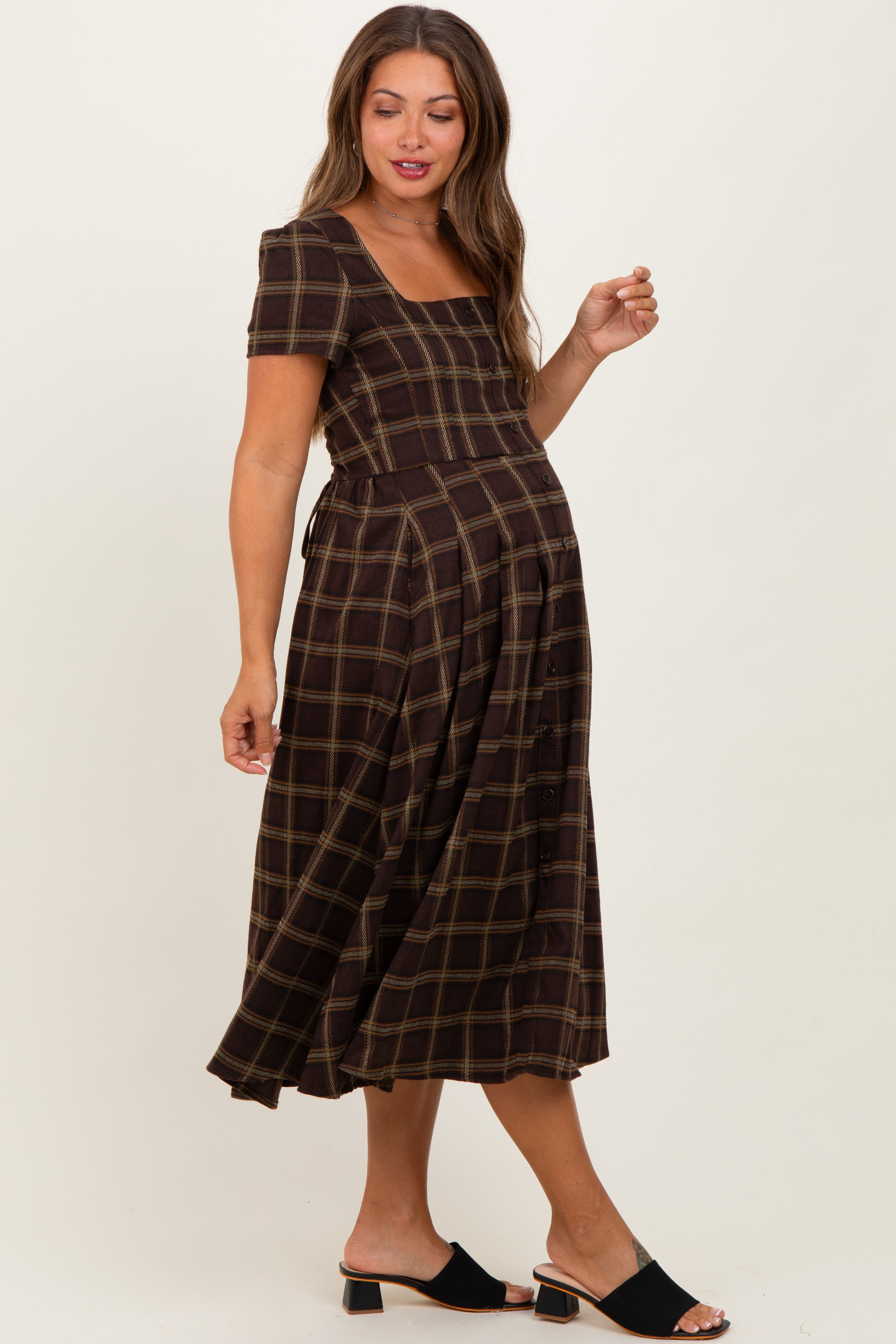 Plaid Button Down Midi Dress - image 2