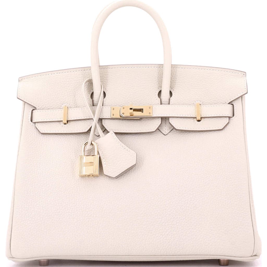 Pre-owned Hermes  Hermes Birkin Handbag Light Togo With Rose Gold Hardware 25 In White