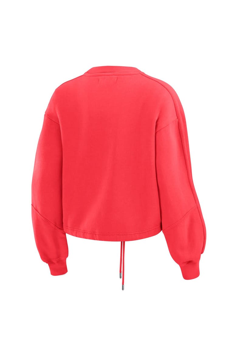 Women's WEAR by Erin Andrews Red Detroit Red Wings Washed Fleece Sweatshirt & Shorts Lounge Set, Alternate, color, Red