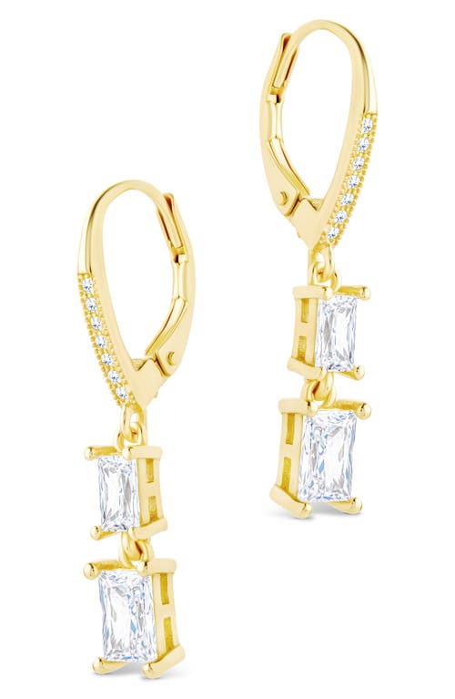 Sterling Forever Eulalia Emerald Cubic Zirconia Drop Hoop Earrings In Gold