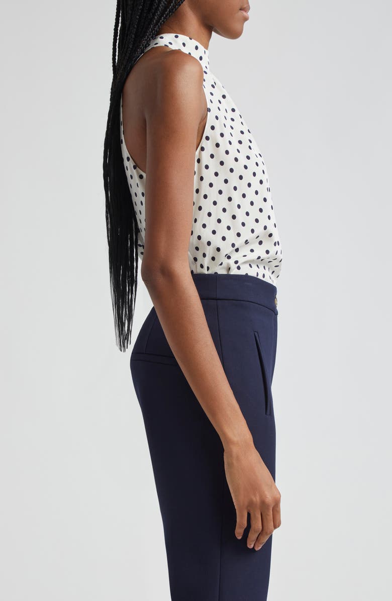 Veronica Beard Kovi Dot Print Stretch Silk Top, Alternate, color, 