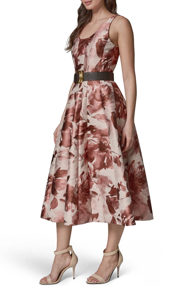 Donna Karan New York Pleat Fit & Flare Midi Dress, Alternate, color,