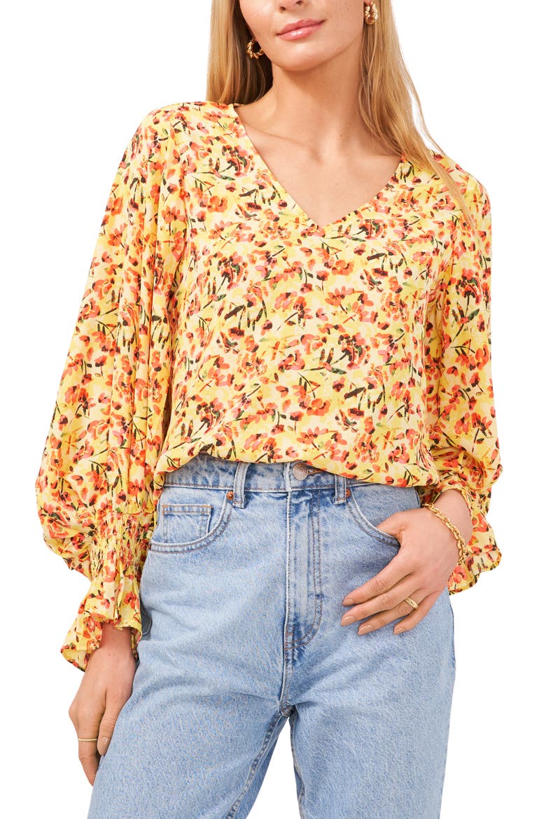 Balloon Sleeve Blouse, Main, color, YELLOW