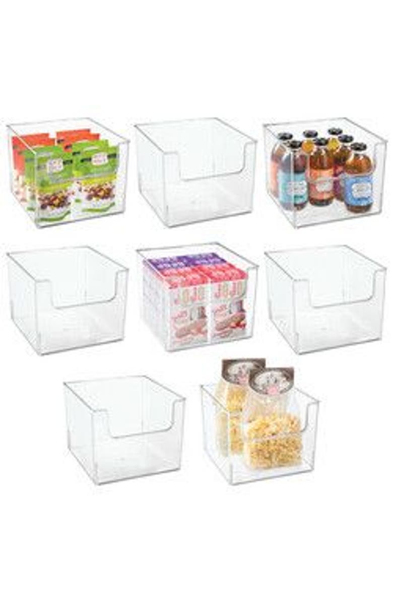 mDesign Kitchen Plastic Storage Organizer Bin with Open Front - 8 Pack, Main, color, 