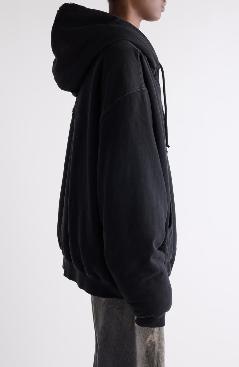 Acne Studios Flexa High Pile Fleece Lined Zip Hoodie, Alternate, color, Faded Black