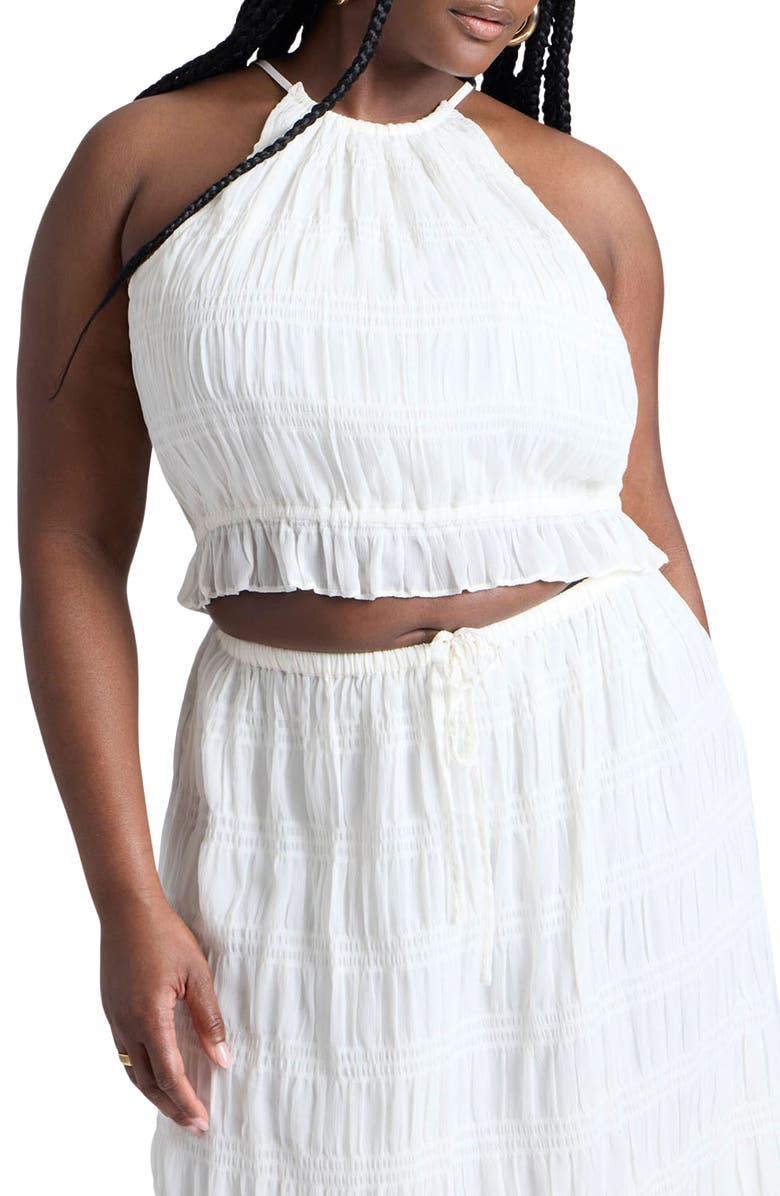 ELOQUII Smocked Halter Top, Main, color, 