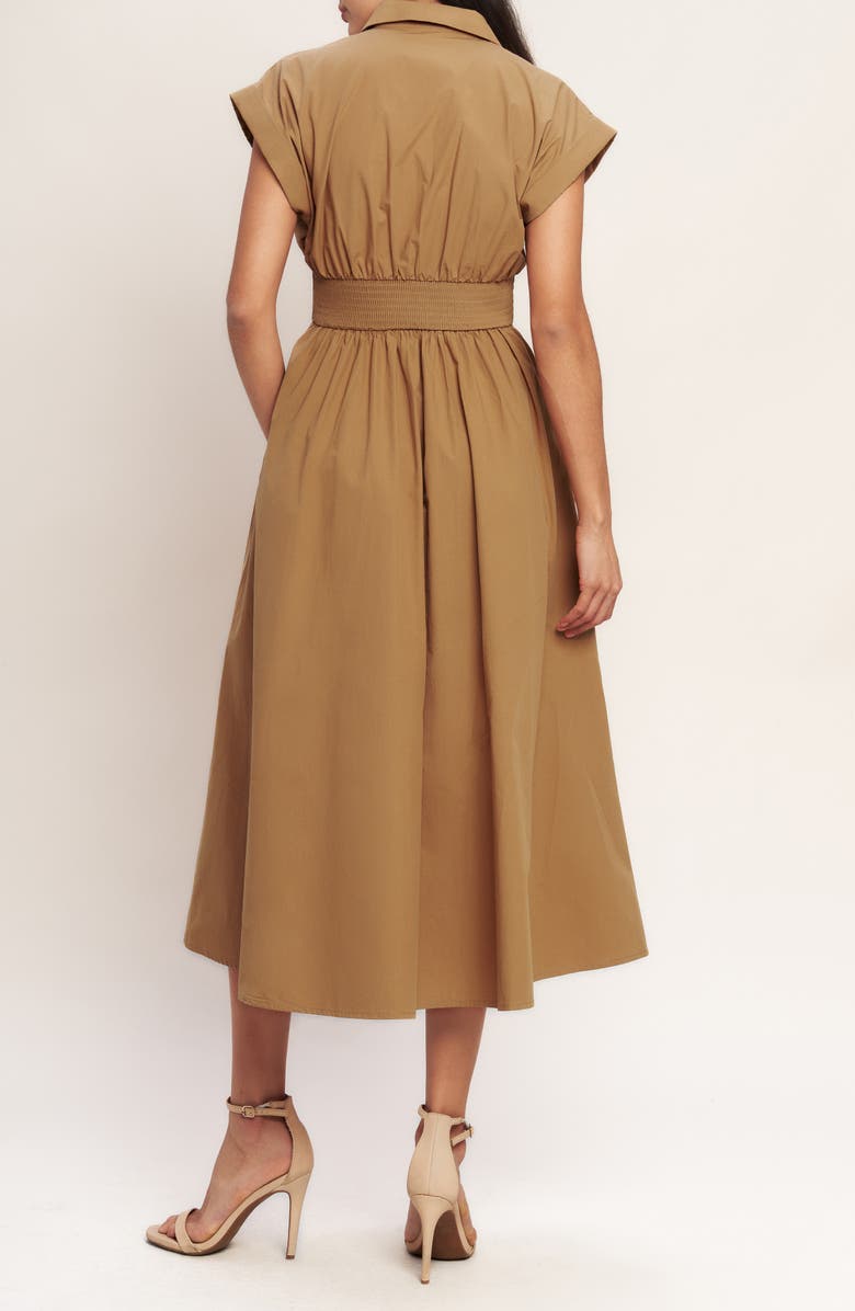 FLYING TOMATO Corset Midi Fit & Flare Dress, Alternate, color, Caramel