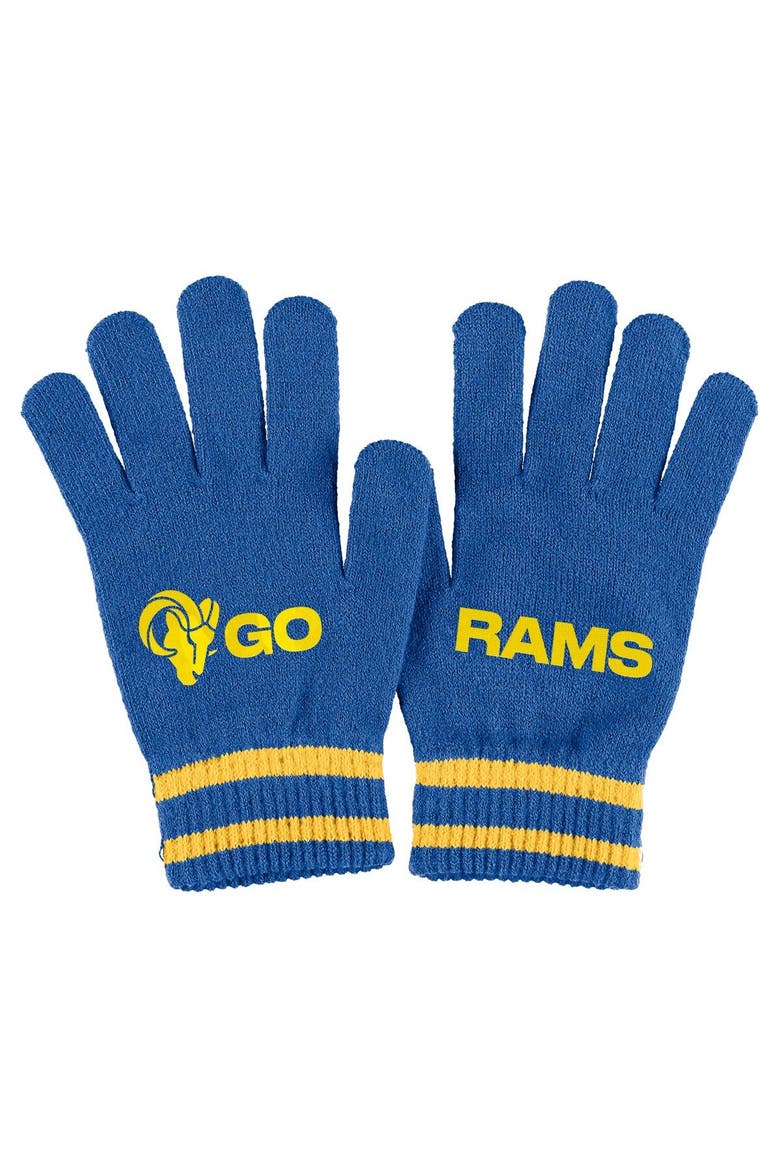 Women's WEAR by Erin Andrews  Royal Los Angeles Rams Double Jacquard Cuffed Knit Hat with Pom and Gloves Set, Alternate, color, Royal