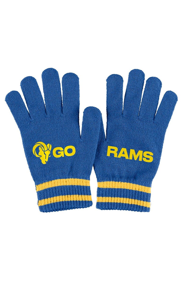 WEAR by Erin Andrews Women's WEAR by Erin Andrews  Royal Los Angeles Rams Double Jacquard Cuffed Knit Hat with Pom and Gloves Set, Alternate, color, Royal