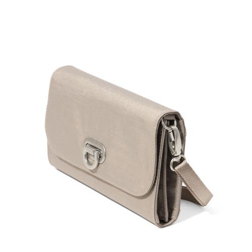 Baggallini Coastal Flip Lock Rfid Phone Wallet Crossbody Bag In Neutral