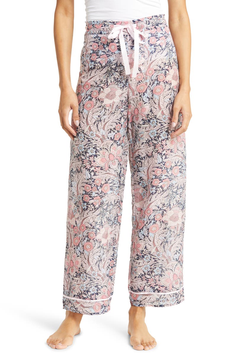 Papinelle Sienna Floral Semisheer Cotton Sateen Pajama Pants, Main, color, 