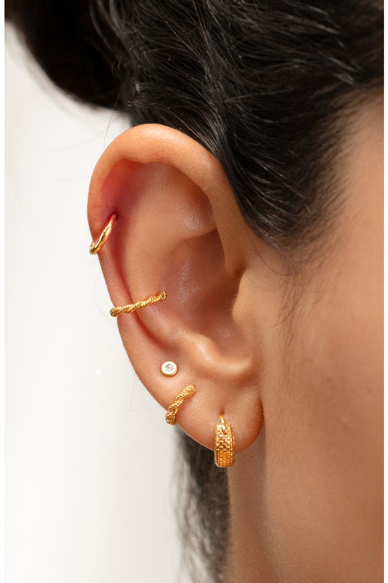 Corda Huggie Hoop Earrings, Alternate, color, GOLD