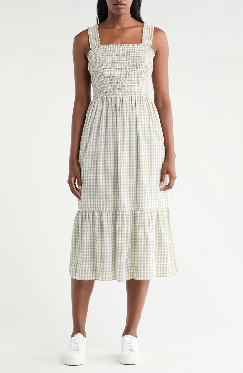 beachlunchlounge Elissa Smocked Midi Dress, Main, color, 