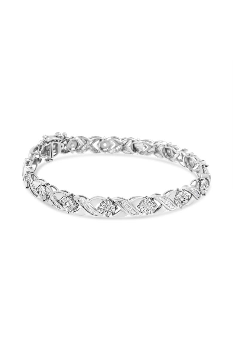Silver 1.0 Cttw Diamond Miracle-Set X-Link Tennis Bracelet, Alternate, color, White