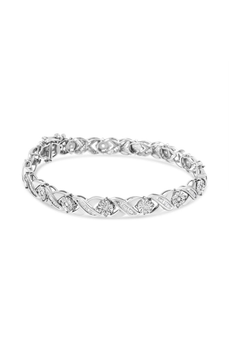 Haus of Brilliance Silver 1.0 Cttw Diamond Miracle-Set X-Link Tennis Bracelet, Alternate, color, White