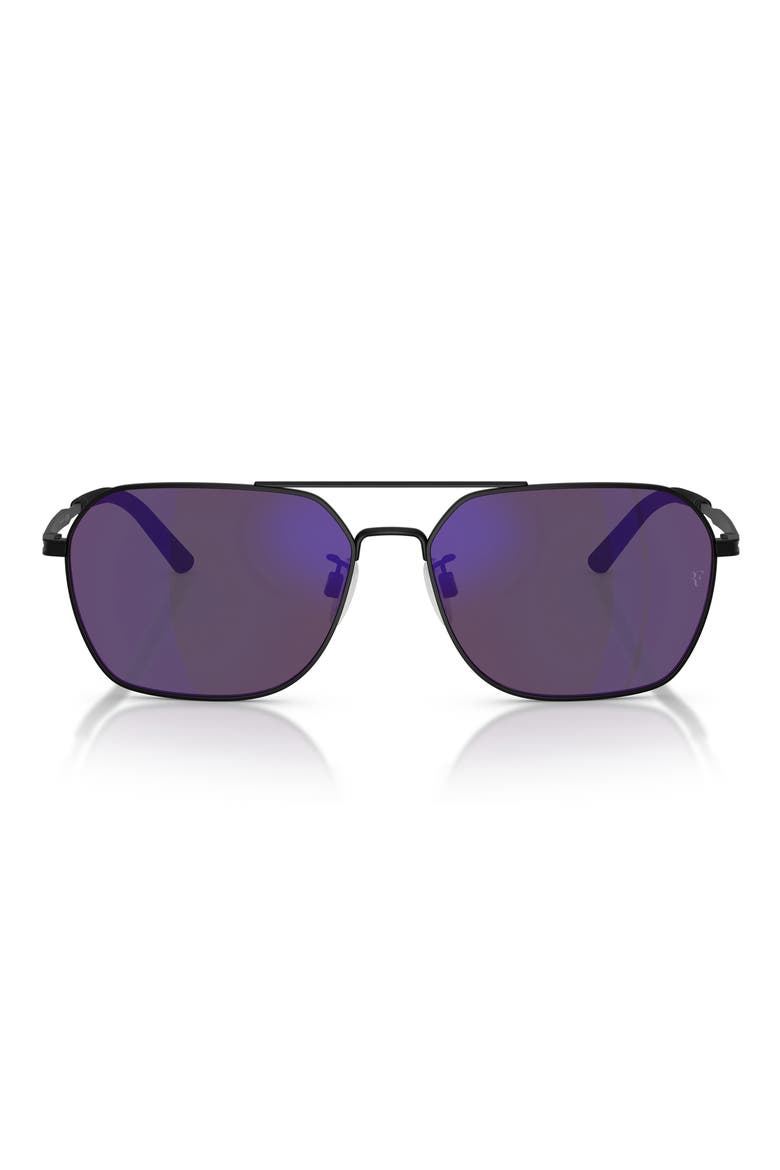 58mm Roger Federer R-17 Irregular Sunglasses, Main, color, MATTE BLACK / PURPLE