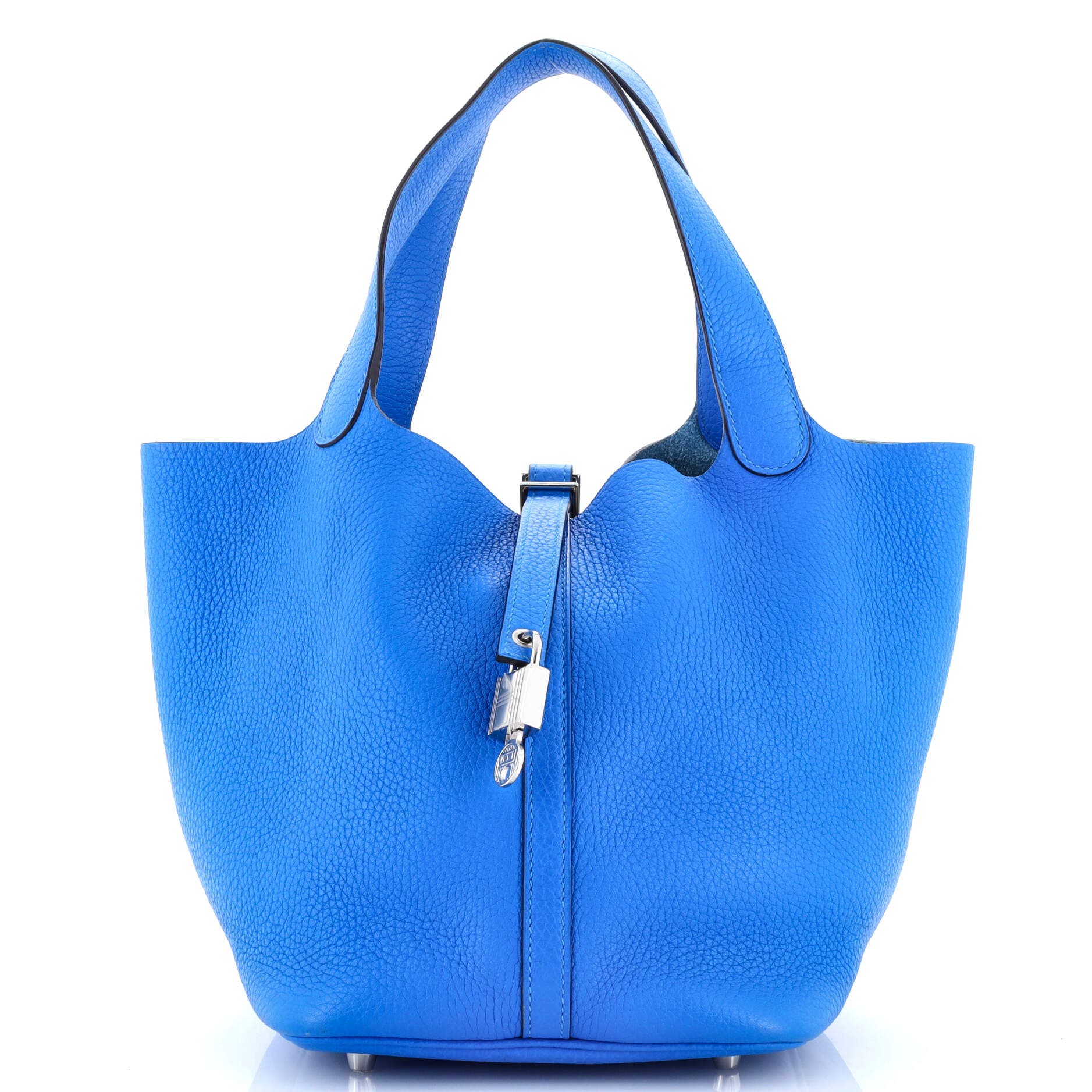 Pre-Owned Hermes Picotin Lock Bag Clemence MM, Main, color, Bleu Hydra