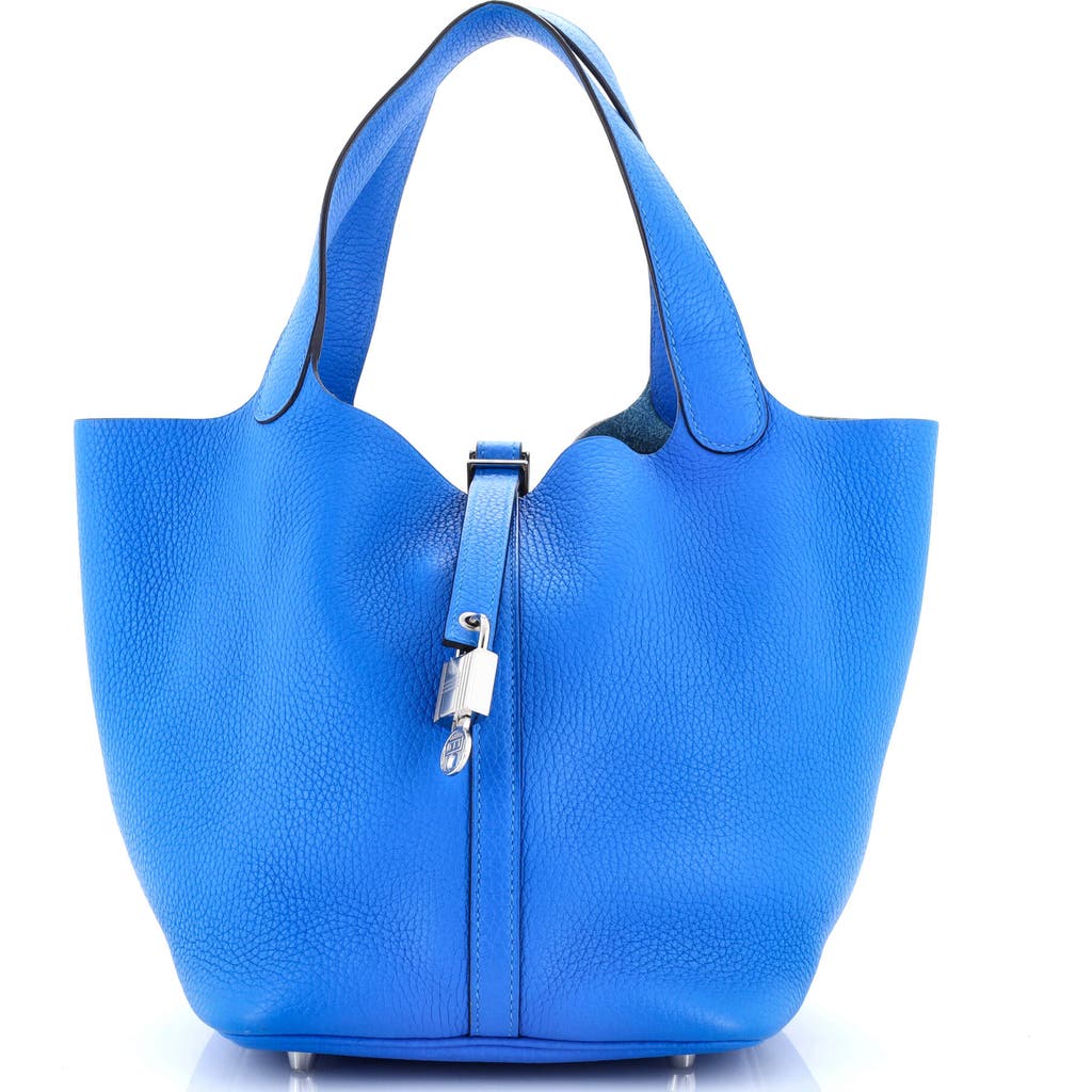 Pre-owned Hermes Hermes Picotin Lock Bag Clemence Mm In Blue