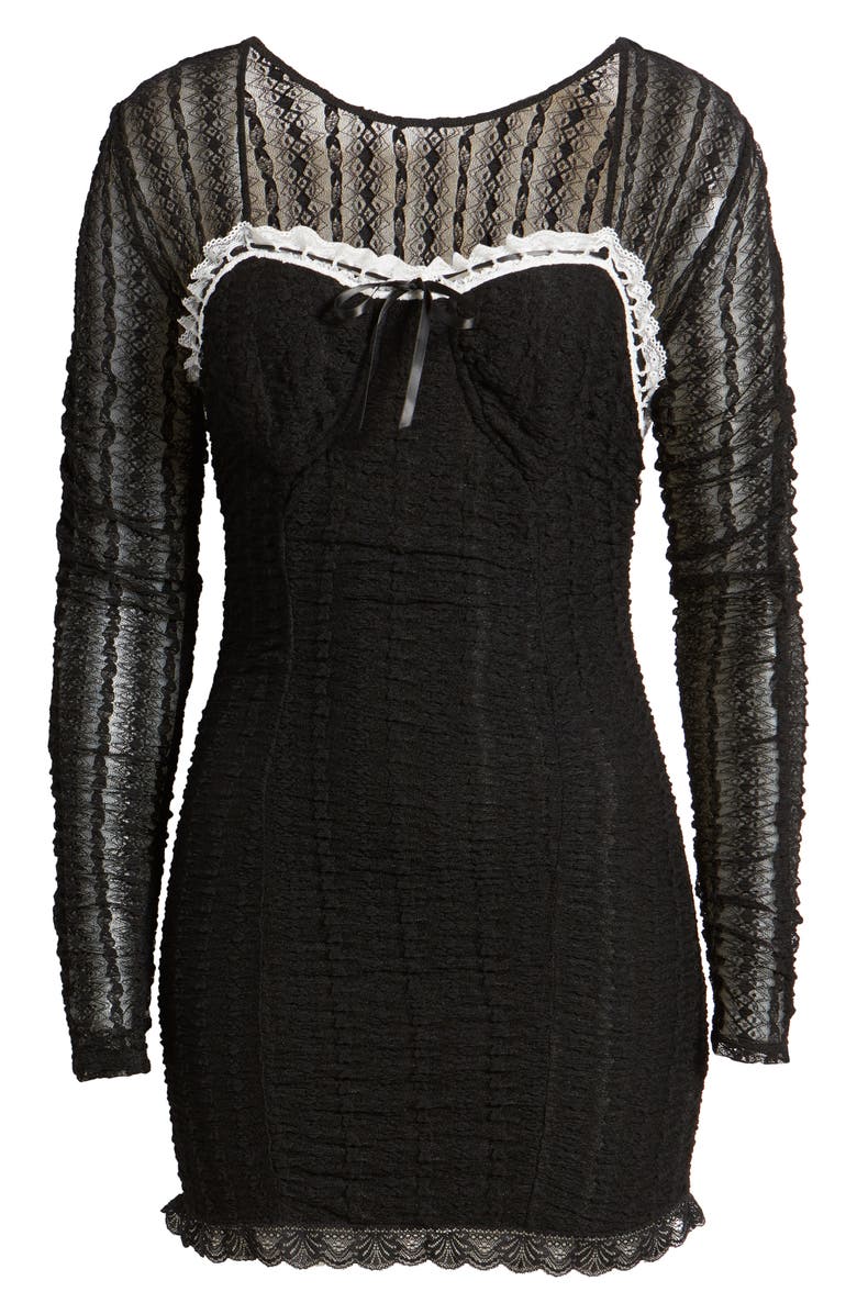 LoveShackFancy Evangelina Long Sleeve Lace Minidress, Alternate, color, 