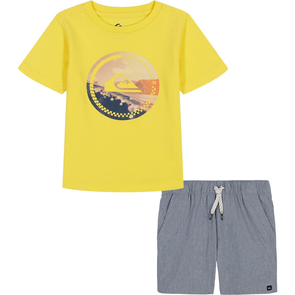 QUIKSILVER QUIKSILVER LOGO T-SHIRT & WOVEN SHORTS SET