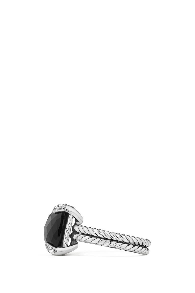 Châtelaine Ring with Semiprecious Stone & Diamonds, Alternate, color, BLACK ONYX?