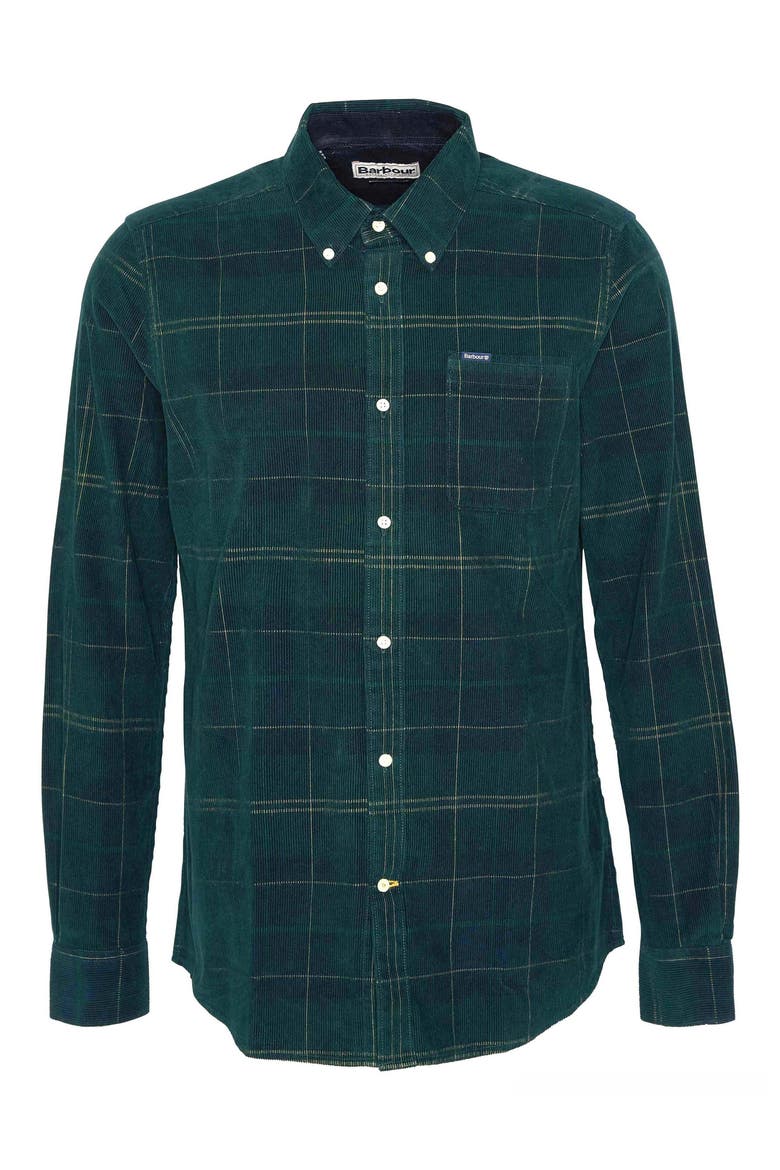 Blair Tailored Fit Plaid Cotton Corduroy Button-Down Shirt, Alternate, color, GREEN LOCH