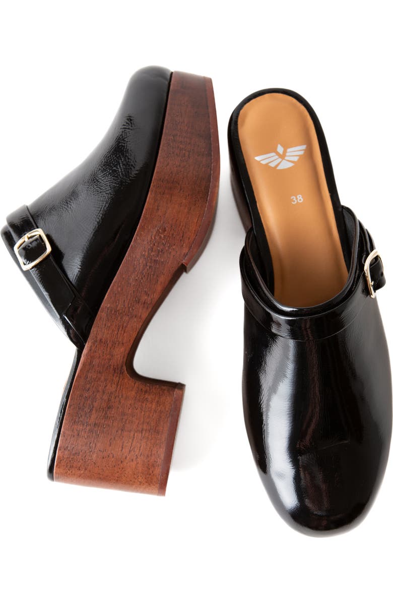 Fortress Abby Platform Clog, Alternate, color, Black Crinkle Patent