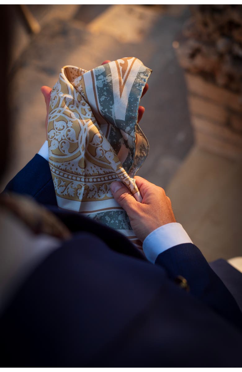 Elizabetta Noto - Silk Pocket Square for Men, Alternate, color, Sage