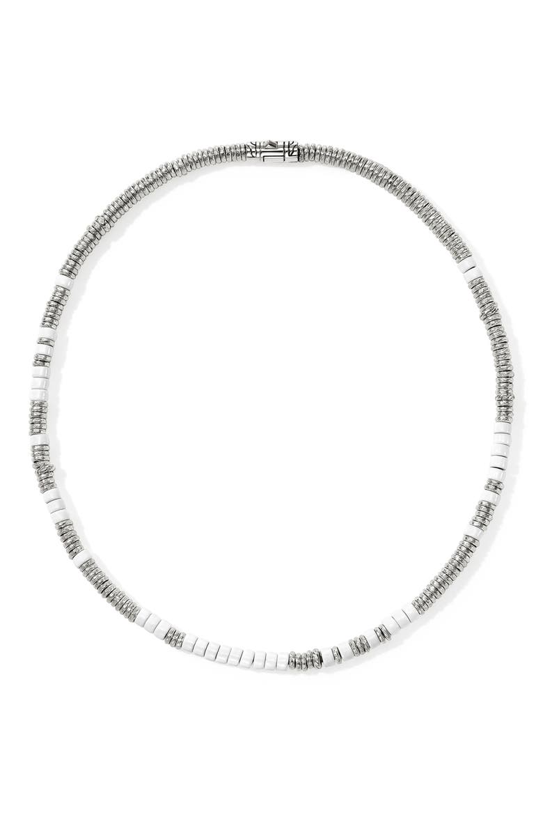 Heishi Necklace, Alternate, color, SILVER/ WHITE