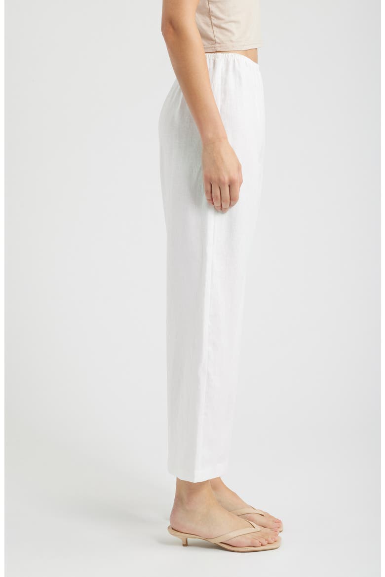 Lilah Lace Trim Linen Pants, Alternate, color, WHITE