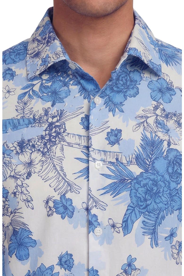 Mono Floral Mens Printed Button Up Shirt, Alternate, color, MONO FLORAL WHITE