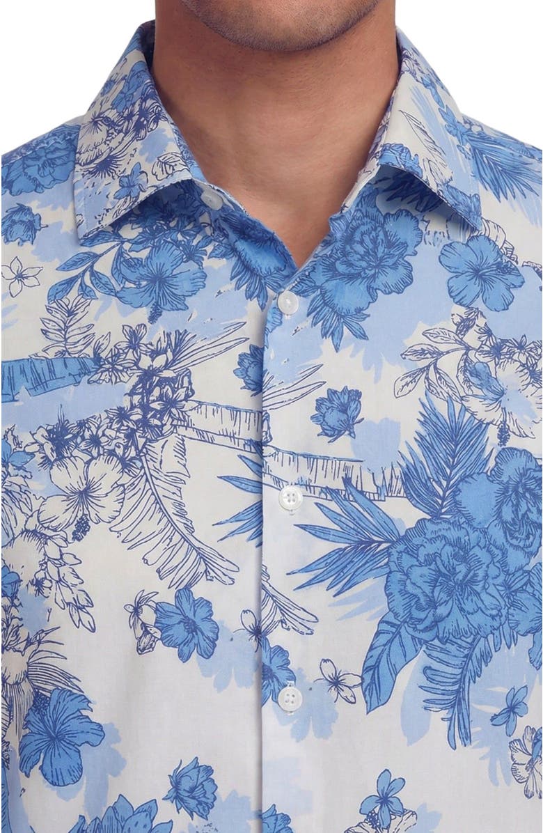 Lords of Harlech Mono Floral Mens Printed Button Up Shirt, Alternate, color, Mono Floral White