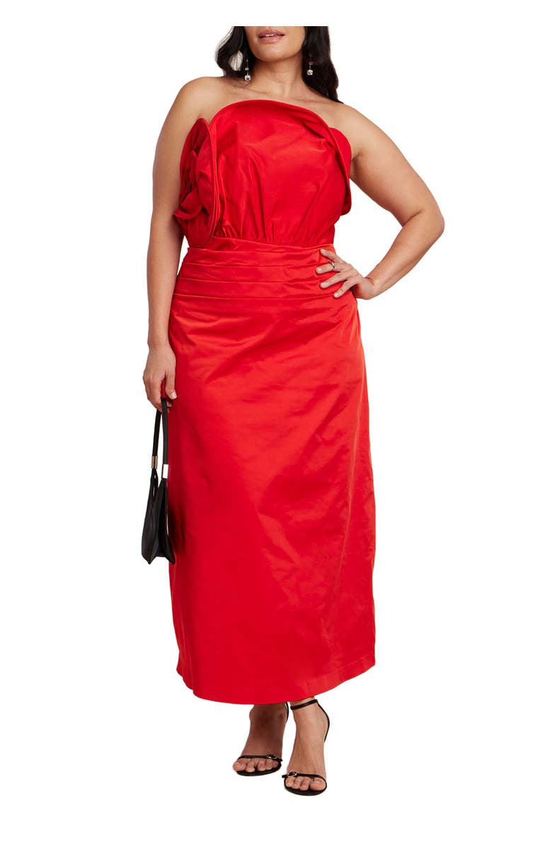 ELOQUII Swirl Bodice Maxi Dress, Main, color, Goji Berry