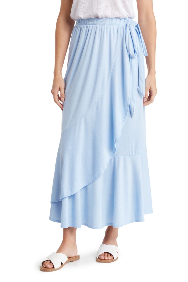 Faux Wrap Midi Skirt, Main, color, SUMMER SONG