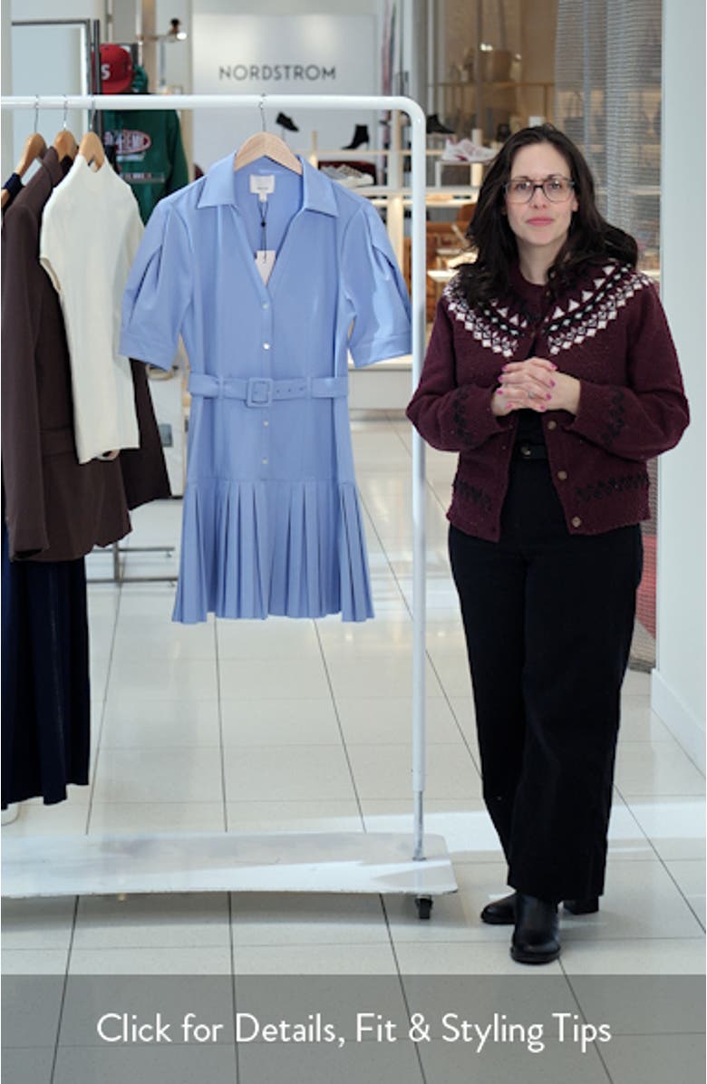 Moriah Pleated Belted Drop Waist Shirtdress, sales video thumbnail