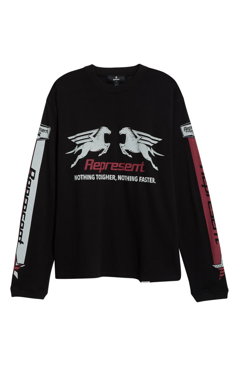 Represent Long Sleeve Cotton Graphic T-Shirt, Main, color, Jet Black