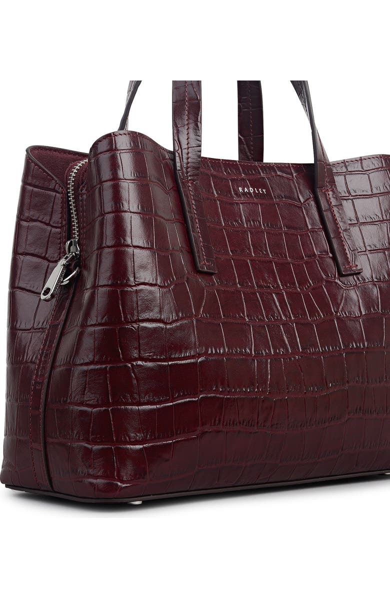 Radley Dukes Place - Faux Croc Medium Ziptop Satchel Bag, Alternate, color, Dark Cherry