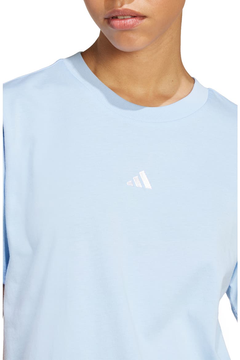 3-Stripes Cotton T-Shirt, Alternate, color, GLOW BLUE/ WHITE