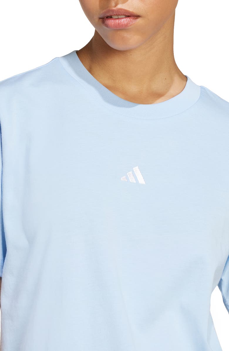 adidas 3-Stripes Cotton T-Shirt, Alternate, color, Glow Blue/ White