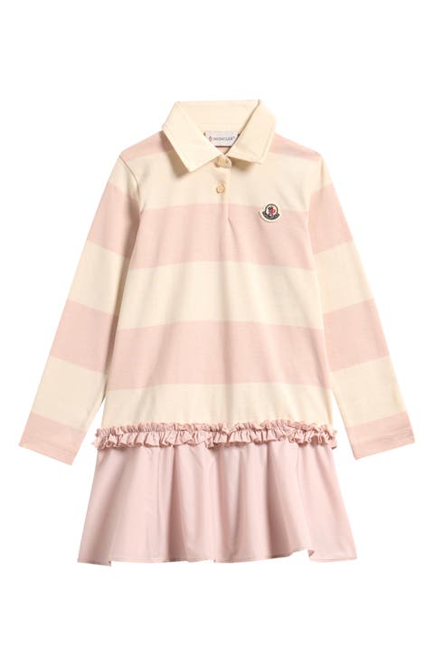 Kids' Stripe Long Sleeve Polo Dress