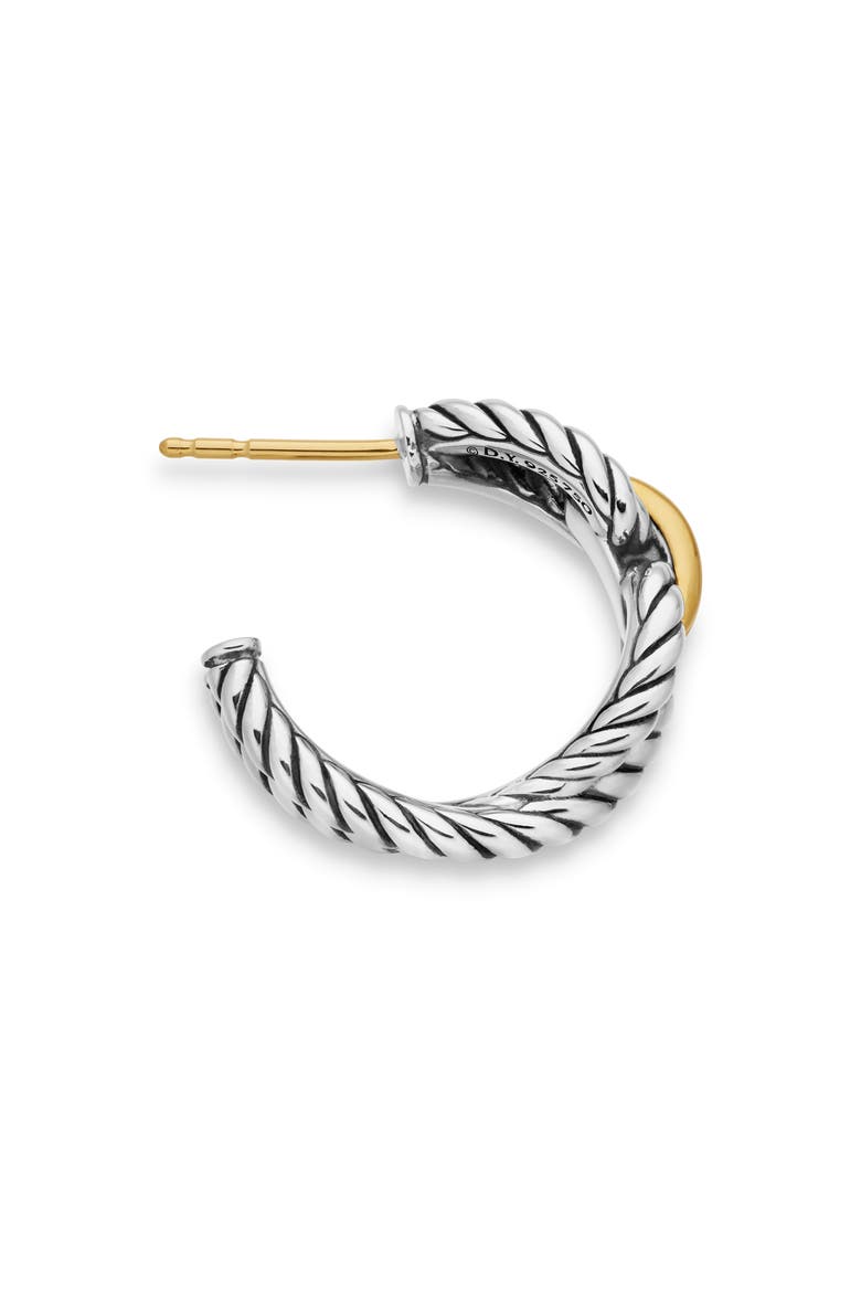 Cable Loop Hoop Earrings in Sterling Silver with 18K Yellow Gold, 22mm, Alternate, color, YELLOW GOLD/ STERLING SILVER