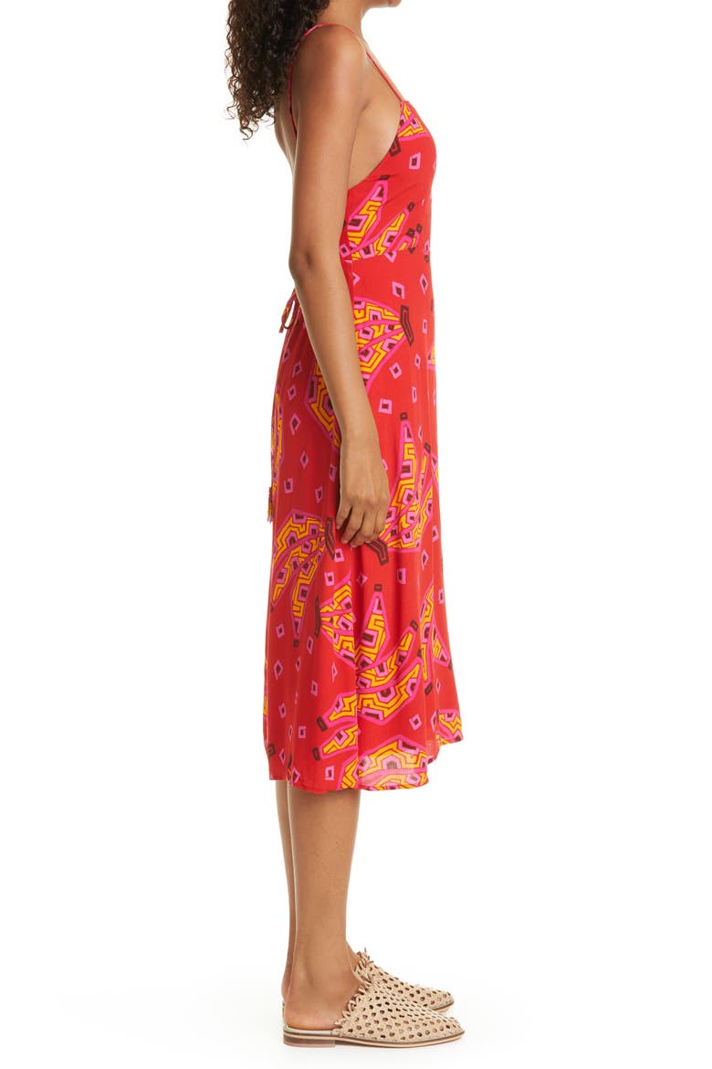 Red Tiki Bananas Tie Back Dress, Alternate, color, RED TIKI BANANA