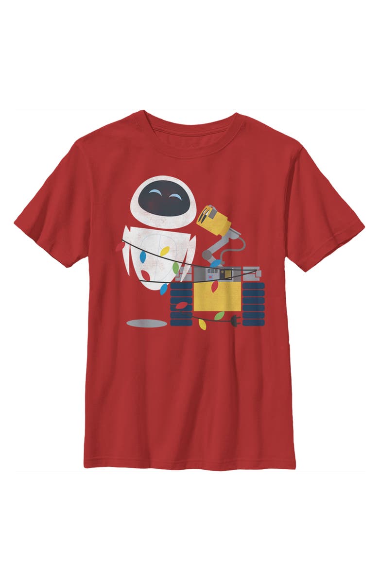 Wall-E Boy's Wall-E Eve Christmas Lights Graphic T-Shirt, Main, color, Red