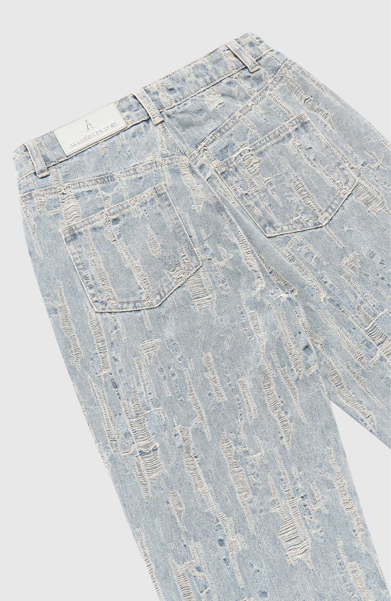 Manière De Voir Florence Distressed High Rise Straight Leg Jeans, Alternate, color, Mid Blue