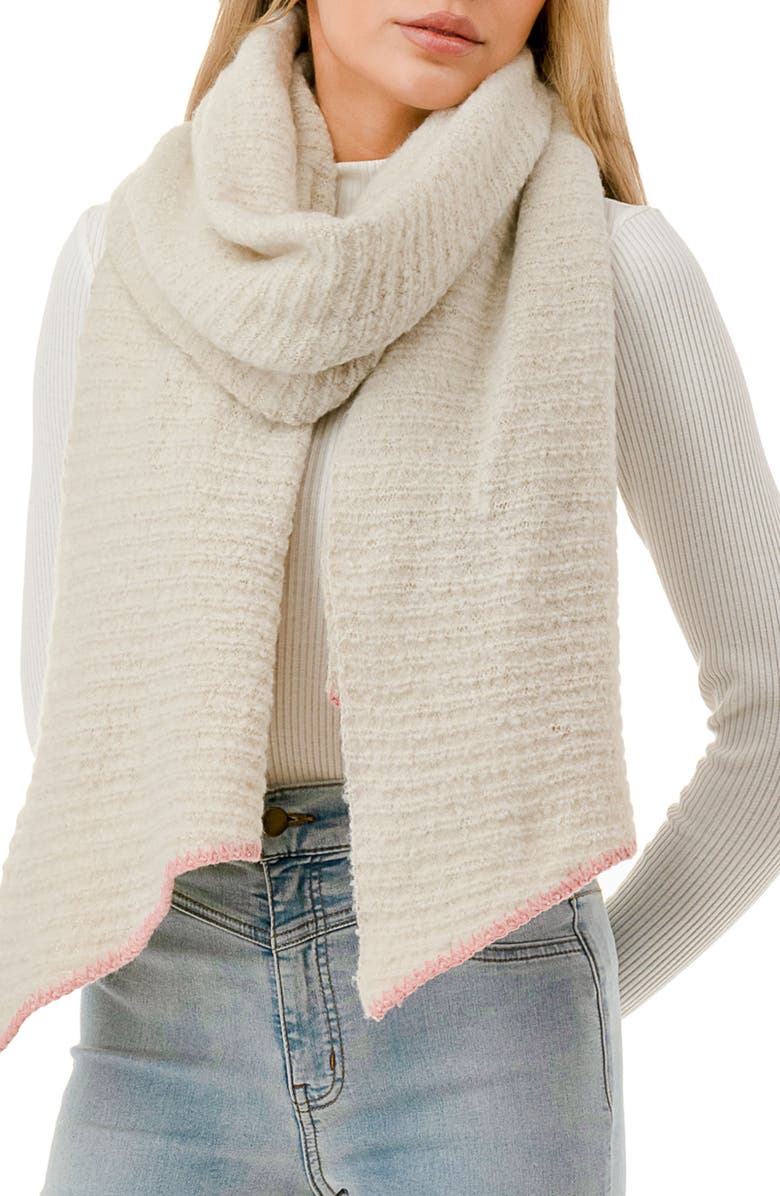 MARCUS ADLER Whipstitch Textured Scarf, Main, color, Oatmeal