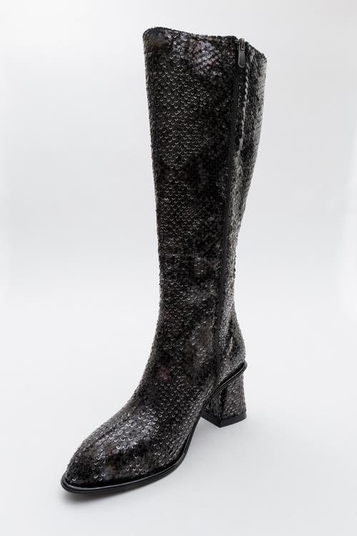 Prologue Shoes Elly Pattern Block Heel Boot In Black