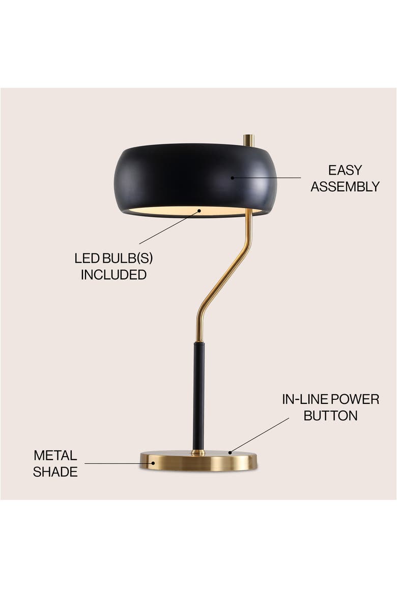 JONATHAN Y Oskar 22.5" Moody Metal LED Desk Lamp, Black/Brass Gold, Alternate, color,