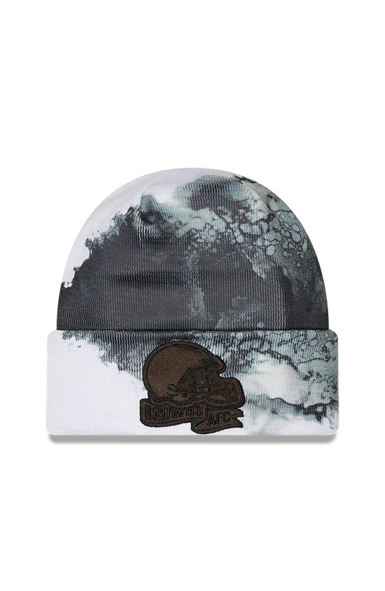 New Era Men's New Era Black Cleveland Browns 2022 Sideline Ink Dye Tonal Cuffed Knit Hat, Main, color, 