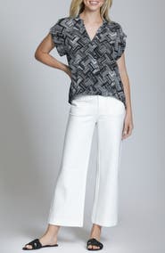 APNY Geo Print Faux Wrap Woven Shirt